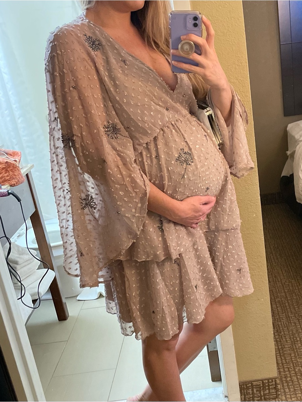 ASOS Maternity Mauve Beaded Mini Dress